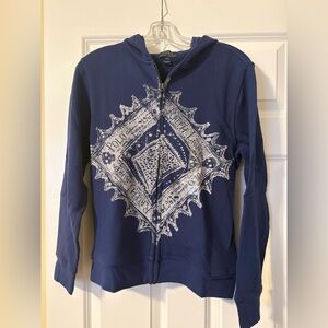 Ralph Lauren Navy Blue Hoodie with White Graphic Boys Size L (Size 14-16) NWT